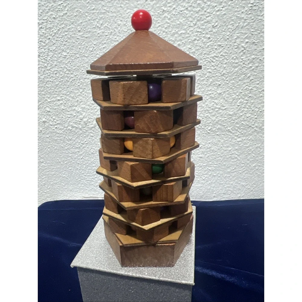 Project Genius 3D Wooden Chinese Pagoda Puzzle - Maze Brainteaser for Ages 8+